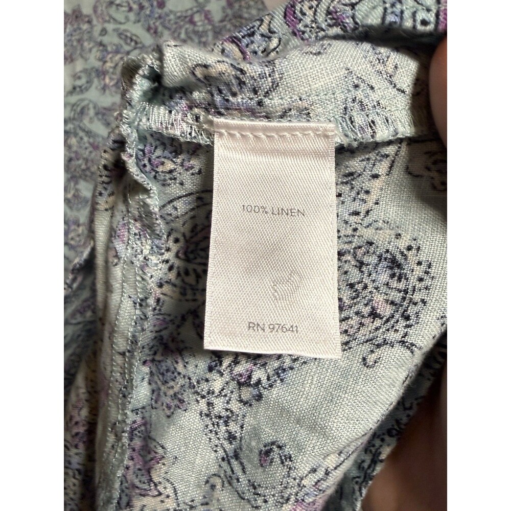 J. Jill Love Linen Sea Glass Blue Purple Paisley Print Shift Dress Women's L - Picture 11 of 12